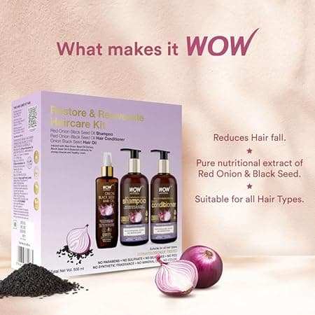 WOW Skin Science Ultimate Onion Oil Hair Care Kit for Hair Fall Control - Shampoo 300ml + Conditioner 300ml + Onion Hair Oil 200ml 2