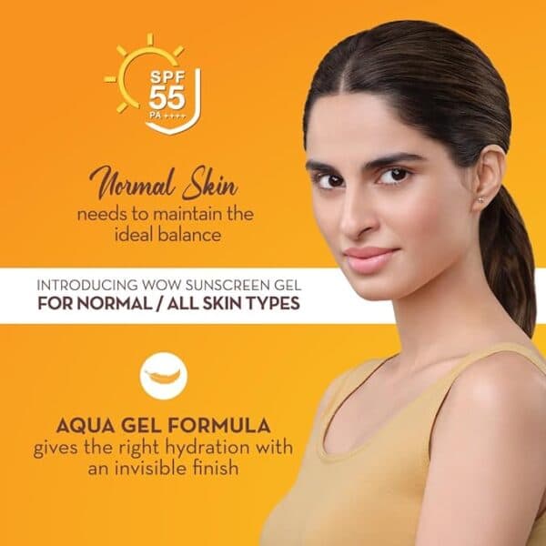 WOW Skin Science Sunscreen Gel, SPF 55 PA++++ 100 Ml, With Glutathione & Aloe Vera Extract , Lightweight , Quick Absorbing , No White Cast, VA & UVB Protection 3