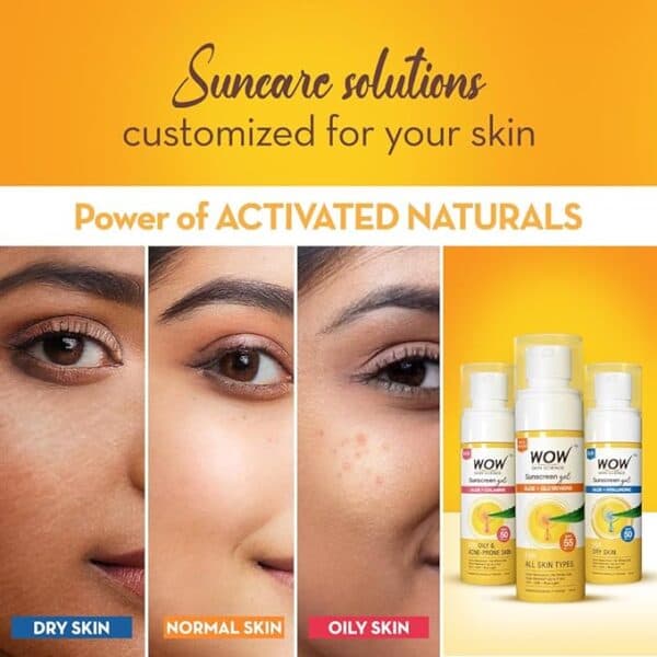 WOW Skin Science Sunscreen Gel, SPF 55 PA++++ 100 Ml, With Glutathione & Aloe Vera Extract , Lightweight , Quick Absorbing , No White Cast, VA & UVB Protection 1
