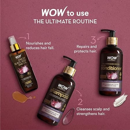 WOW Skin Science Ultimate Onion Oil Hair Care Kit for Hair Fall Control - Shampoo 300ml + Conditioner 300ml + Onion Hair Oil 200ml 1