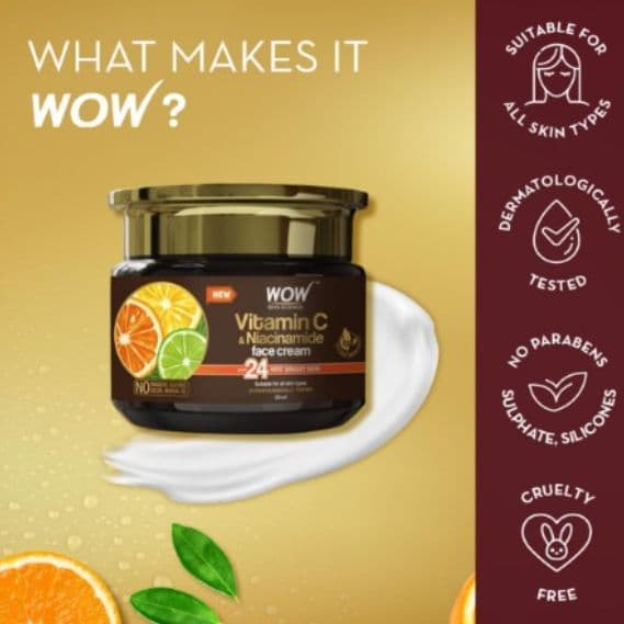 WOW Skin Science Vitamin C Face Cream - Oil Free -50 ml, Oil Free, Quick Absorbing - For All Skin Types - No Parabens, Silicones, Color, Mineral Oil & Synthetic Fragrance 2