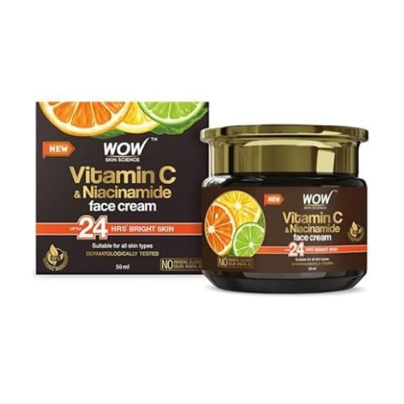 WOW Skin Science Vitamin C Face Cream - Oil Free -50 ml, Oil Free, Quick Absorbing - For All Skin Types - No Parabens, Silicones, Color, Mineral Oil & Synthetic Fragrance
