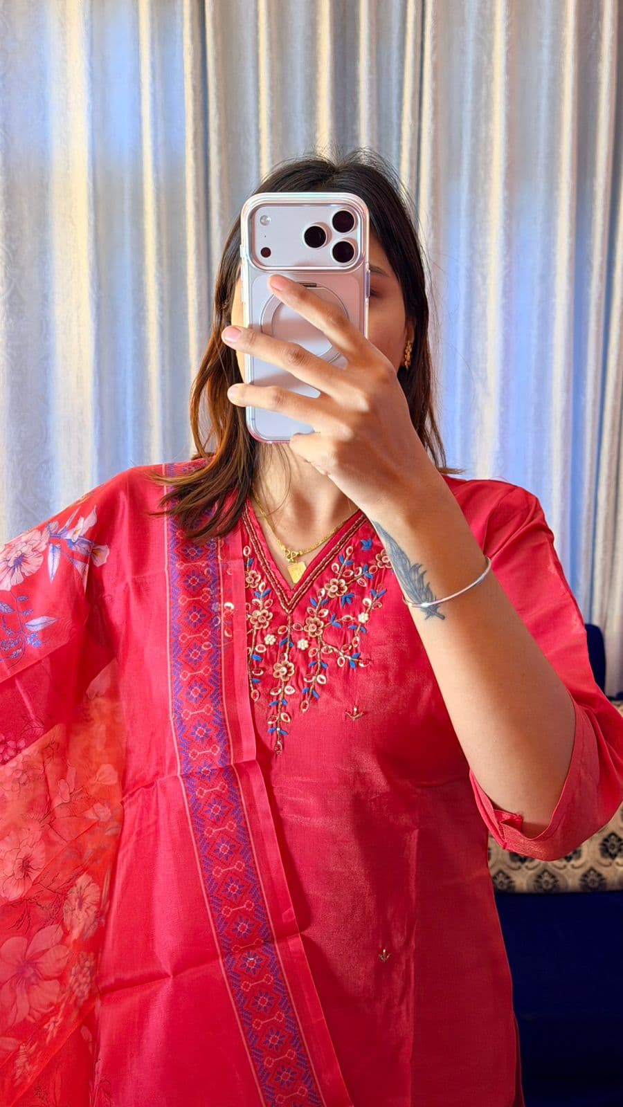 Ziana Floral Embroidered Silk Set