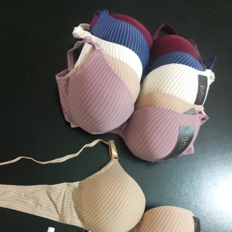 Comfortable Padded T-Shirt Bra for Women - Multi-color Stripe Print 5