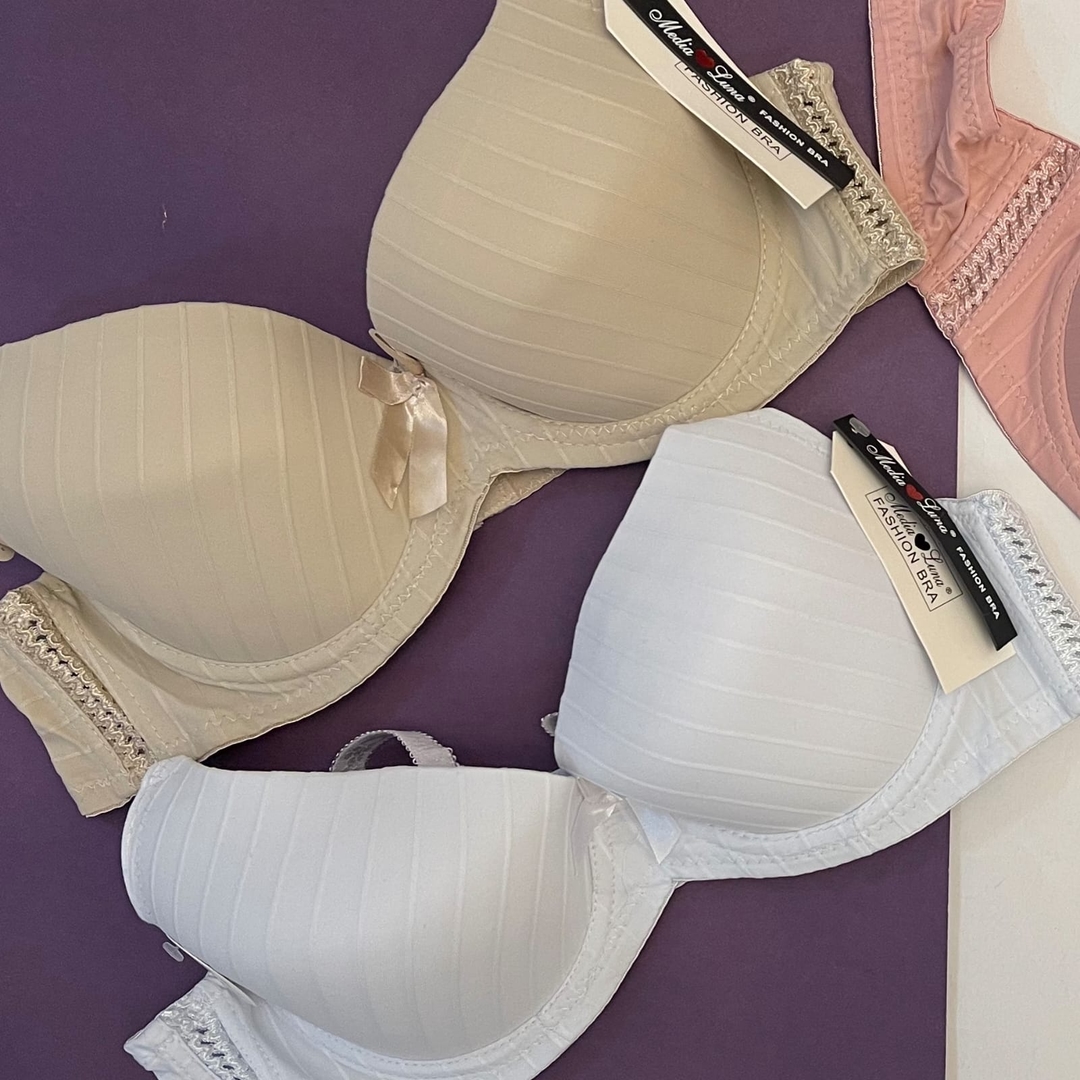 Comfortable Padded T-Shirt Bra for Women - Multi-color Stripe Print 1