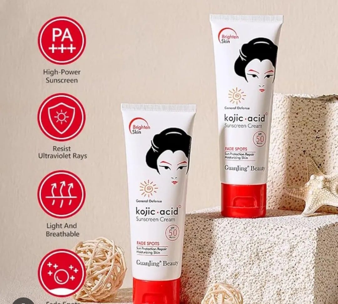 3In 1 GuanJing Beauty Kojic Acid skincare Combo Set Sunscreen Cream , Facial Wash ,Soap 2