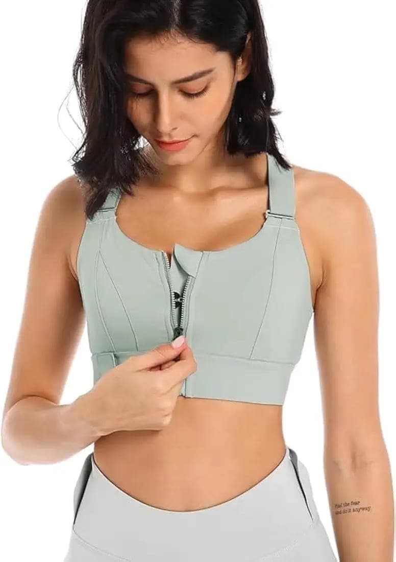 Top Quality Plus Size Adjustable Shockproof Front Zip Sports Bra For Women