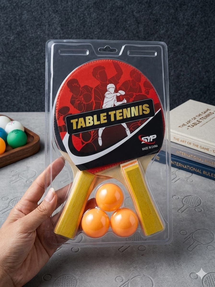 2Pcs bat Table Tennis Racket with 3 Balls