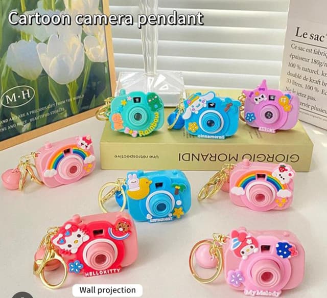 Mini Sanrio Kurome Projection Camera Cartoon Simulation Projector Car Key Chain Crane Machine Gift Batch