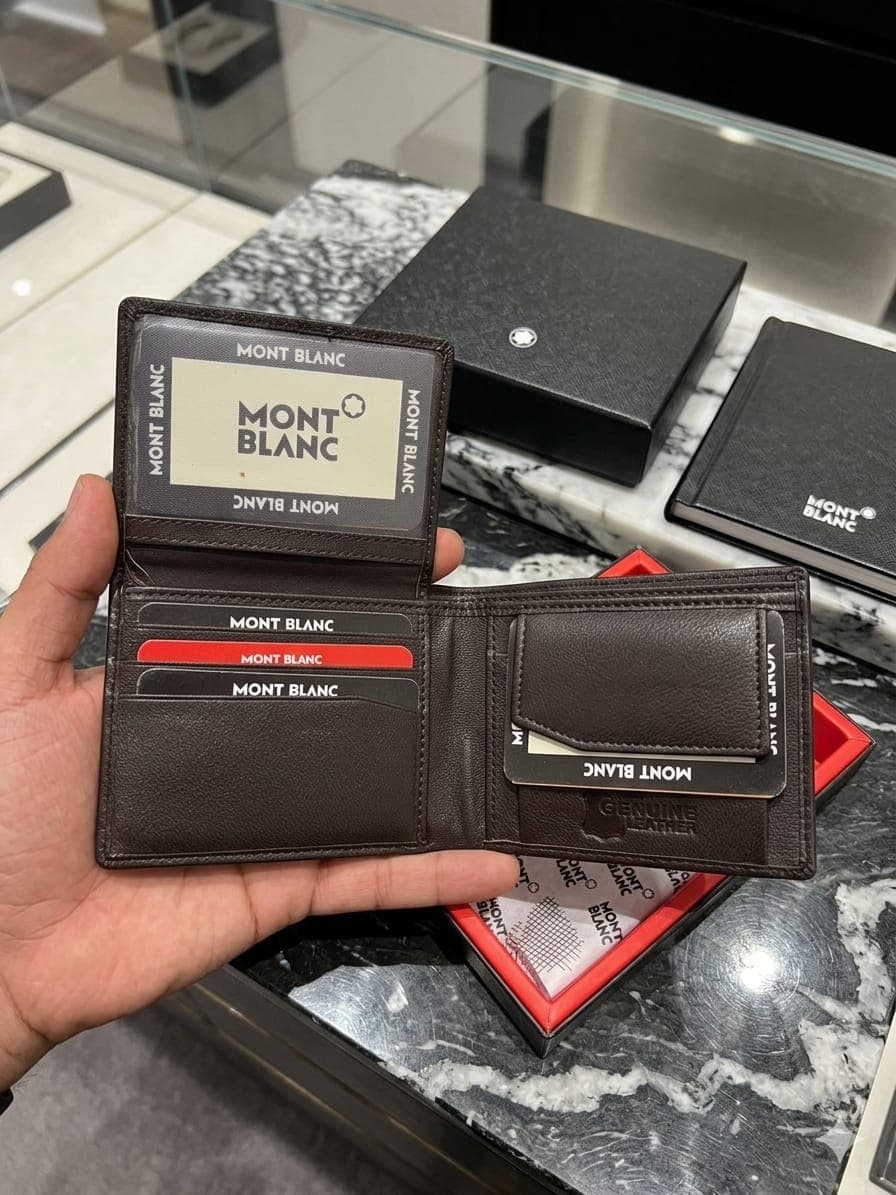 Black Mont Blanc Slim Genuine Leather Wallet For Men 2