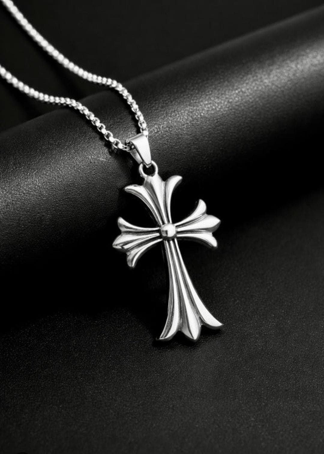 Silver-Tone Stainless Steel Cross Pendant Necklace 2
