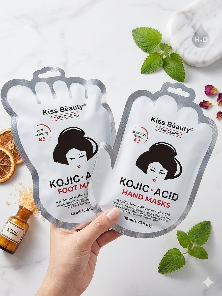 1 Pair Kojic Acid Foot Masks - 40ml for Moisturizing and Hydrating, Disposable Leg Mask for Heel Peeling and Cracked Skin 2