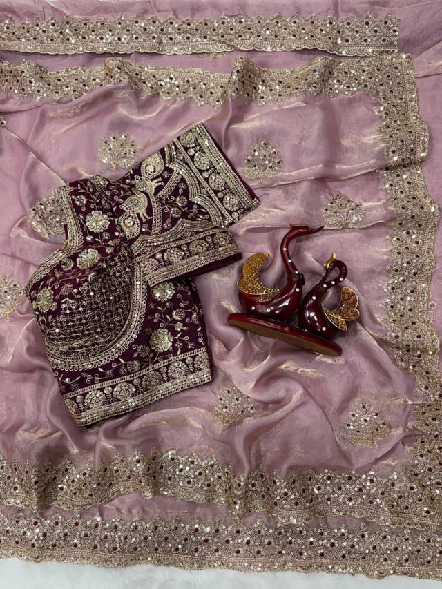 Beautifull Soft Frendy Satin With Sequience Embroidery Work Saree