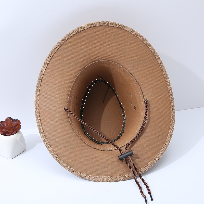 These are unisex straw cowboy hats featuring a western style, a wide brim, and a breathable weave suitable for summer. 2