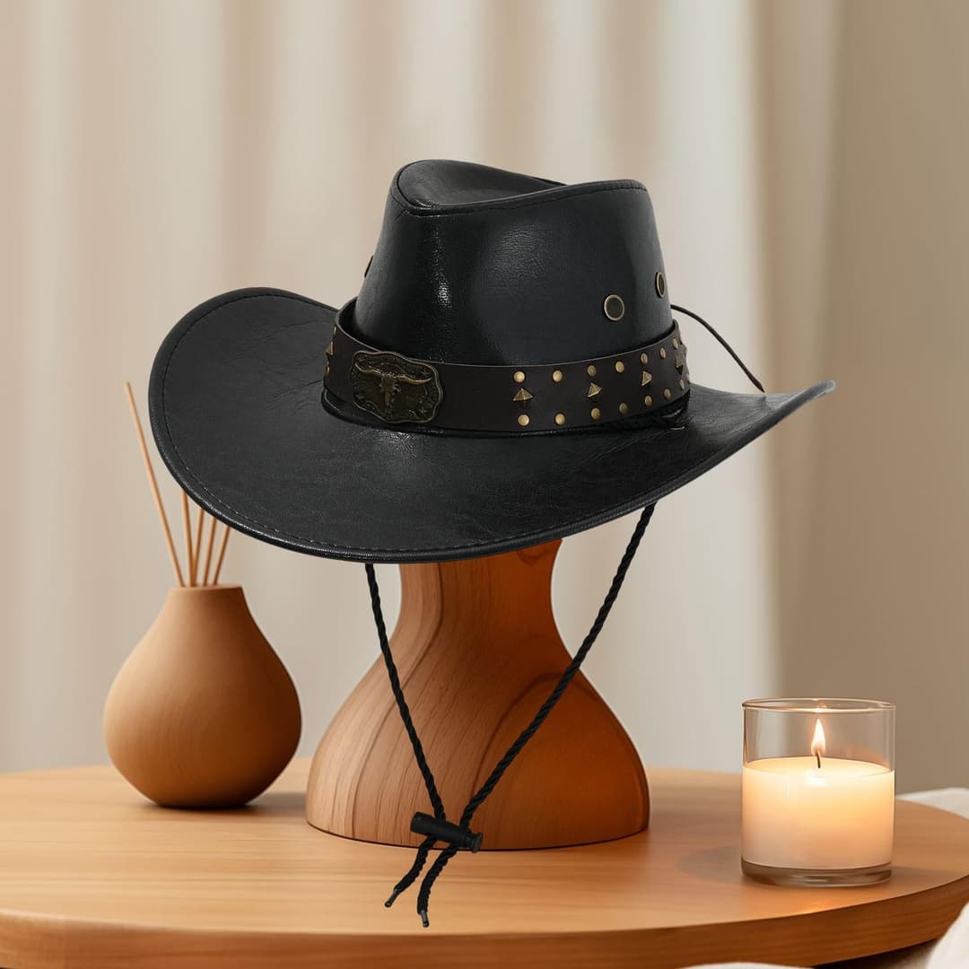 Trendy Leather Cowboy Hat 3