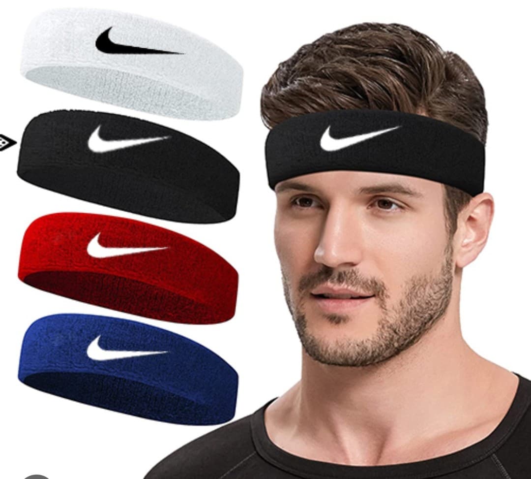 Nike Style Gym Fitness Kit – Waterproof Sports Duffle Bag & Athletic Cotton Sweatband Headband Combo Set (2 Pcs) 1