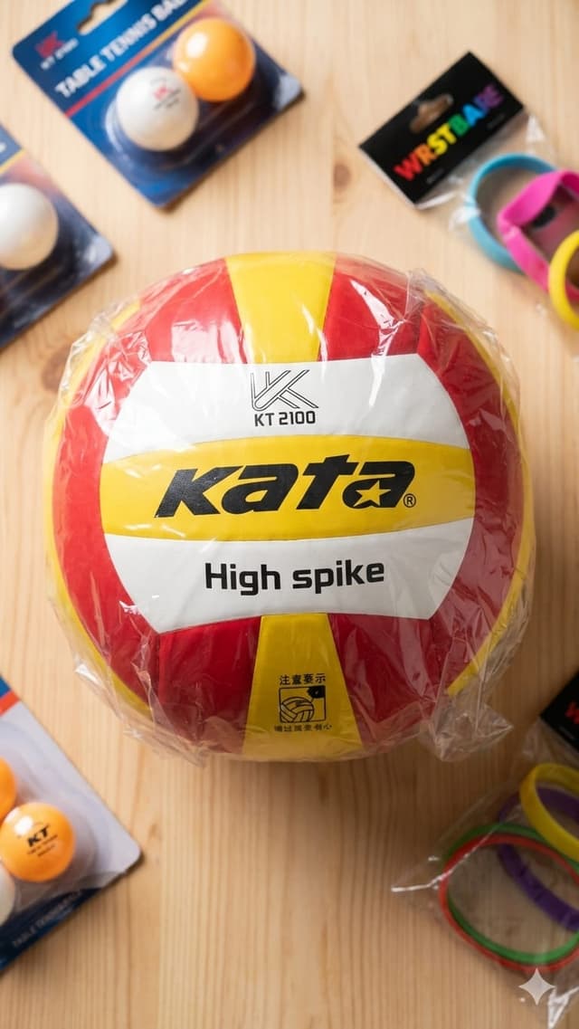KATA High Spike KT2100 Premium PU Volleyball - Red & Yellow Official Size 5 Indoor/Outdoor Match Ball
