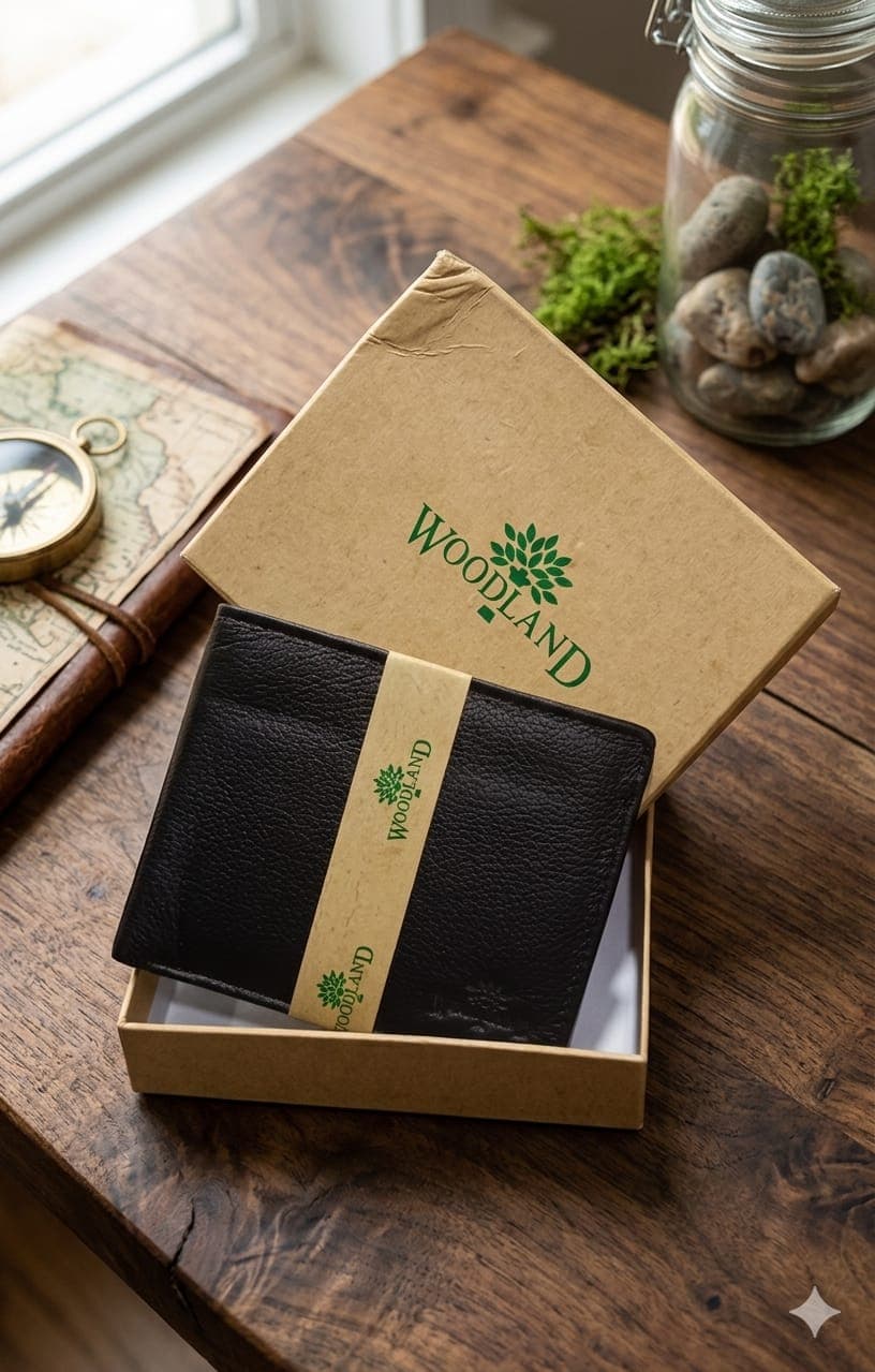 Woodland Original Leather Bi-Fold Wallet for Men with Elegant Gift box 4