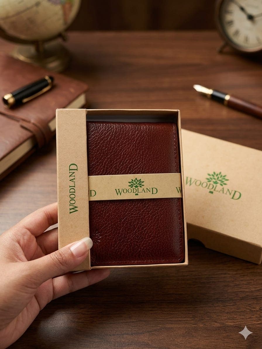 Woodland Original Leather Bi-Fold Wallet for Men with Elegant Gift box 9