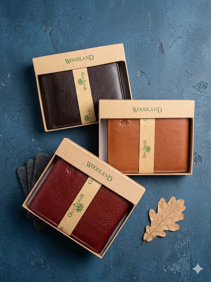 Woodland Original Leather Bi-Fold Wallet for Men with Elegant Gift box