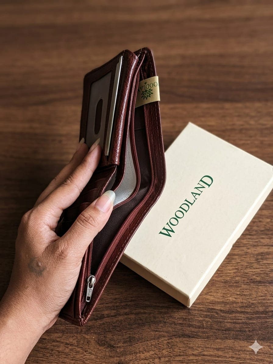 Woodland Original Leather Bi-Fold Wallet for Men with Elegant Gift box 2