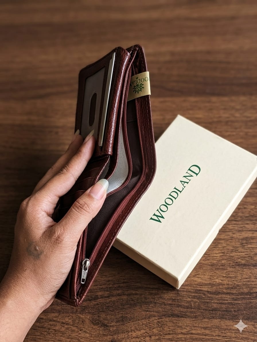 Woodland Original Leather Bi-Fold Wallet for Men with Elegant Gift box 3