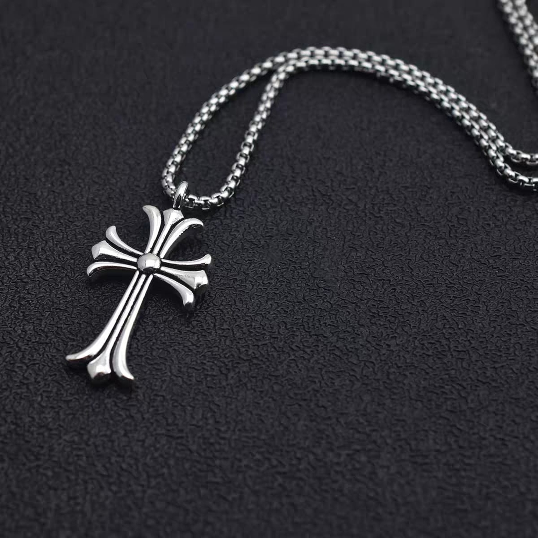 Chrome Hearts Cross Pendant Necklace for Men & Women – Stainless Steel Chain Jewelry 4