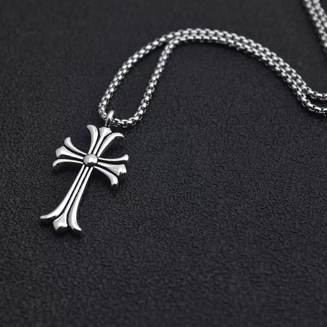 Chrome Hearts Cross Pendant Necklace for Men & Women – Stainless Steel Chain Jewelry 3