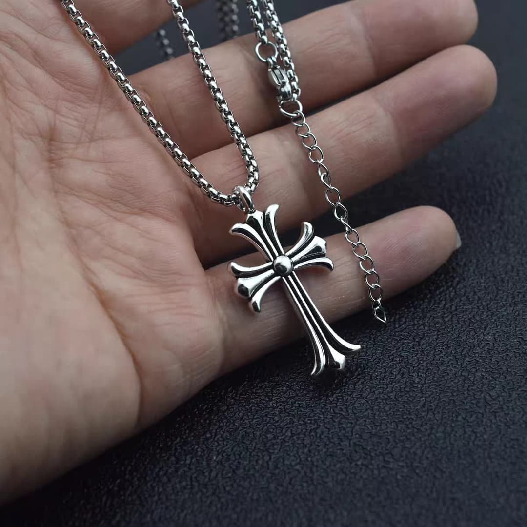 Chrome Hearts Cross Pendant Necklace for Men & Women – Stainless Steel Chain Jewelry 2