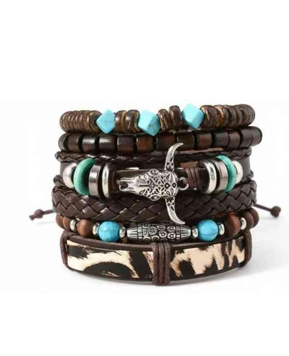 Men 6 Leather Multistrand Bracelet 3