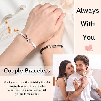 2Pcs 8 Words Infinity Love Couple Bracelets For Women Men Handmade Braided Rope Chain Charm Matching Bracelet Friendship Jewelry 3