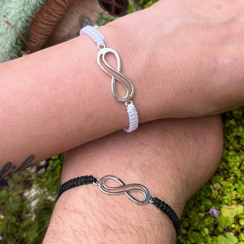 2Pcs 8 Words Infinity Love Couple Bracelets For Women Men Handmade Braided Rope Chain Charm Matching Bracelet Friendship Jewelry 7