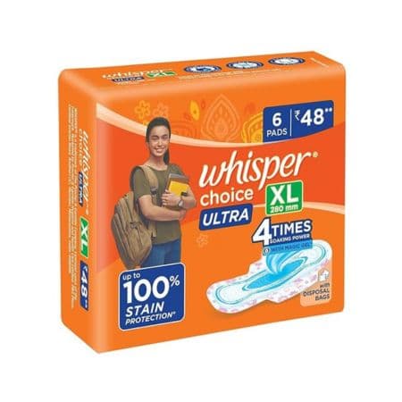 Whisper Choice Sanitary Pads for Women, XL, 6 PADS 1