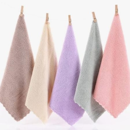 Women Girls Handkerchiefs- 5 Pcs, Ultra Absorbent and Super Soft Microfiber Face Towels Pastel Colors 1