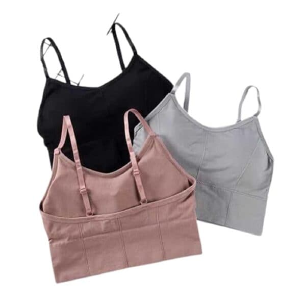 Women Cotton Padded Wire Free Sports Bra for Workout, and Croptop, Fashionable Lifestyle, Outdoor Life, Free Size (Pack of 3), Size (28-32)