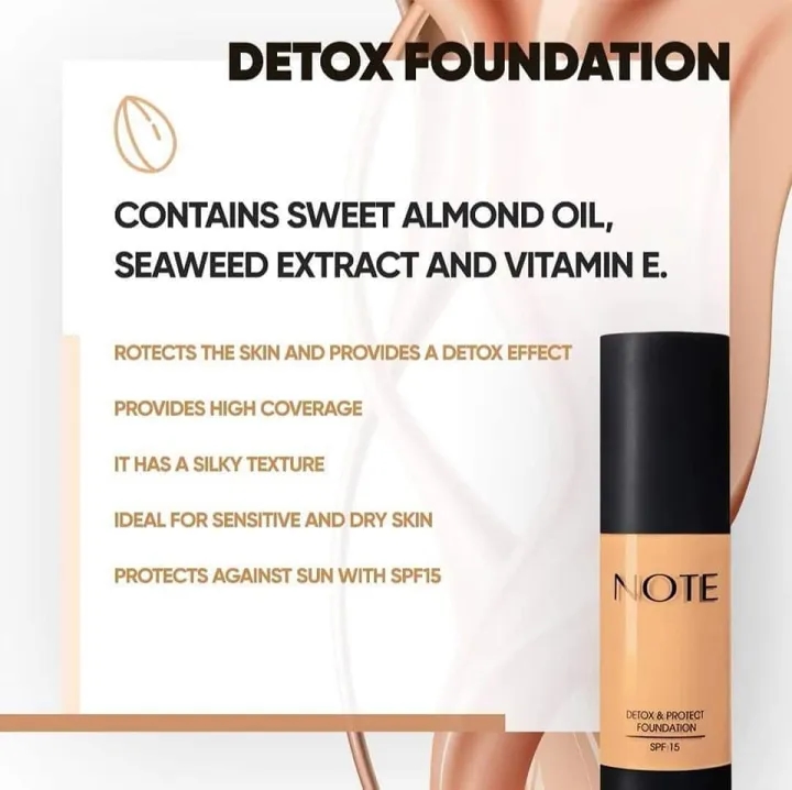 Note Detox & Protect Foundation SPF 15 - 03 Medium Beige (30 ml) 4