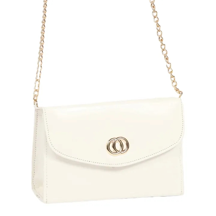 White Color Crossbody/Shoulder Bag With Chain For Women 2