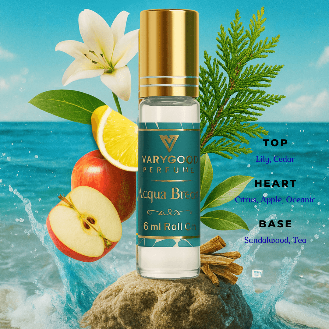 VaryGood Perfumes Acqua Breeze Attar Roll-On 6ml | Oceanic Freshness with Floral & Woody Depths 3