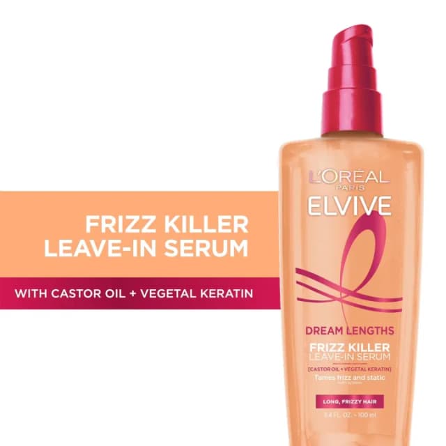 Loreal Paris Elvive Dream Lengths Frizz Killer Leave-In Serum | 3.4 Ounce | 100 ml | Made in Canada | Tames frizz and static | By Allure Cosmetics