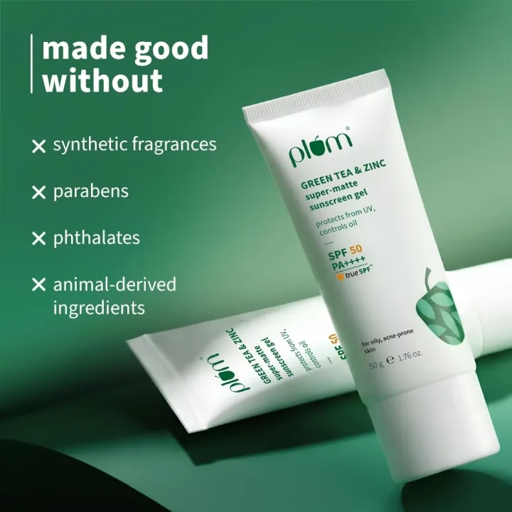 Plum Green Tea & Zinc Super Matte Sunscreen Gel SPF 50 PA++++ (50g) 2