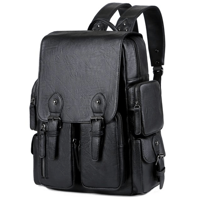 Leather Backpack College And School For Men Casual Travel Bag 1