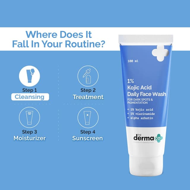 The Derma Co 1% Kojic Acid Face Wash with Niacinamide & Alpha Arbutin For Dark Spots & Pigmentation - 100ml