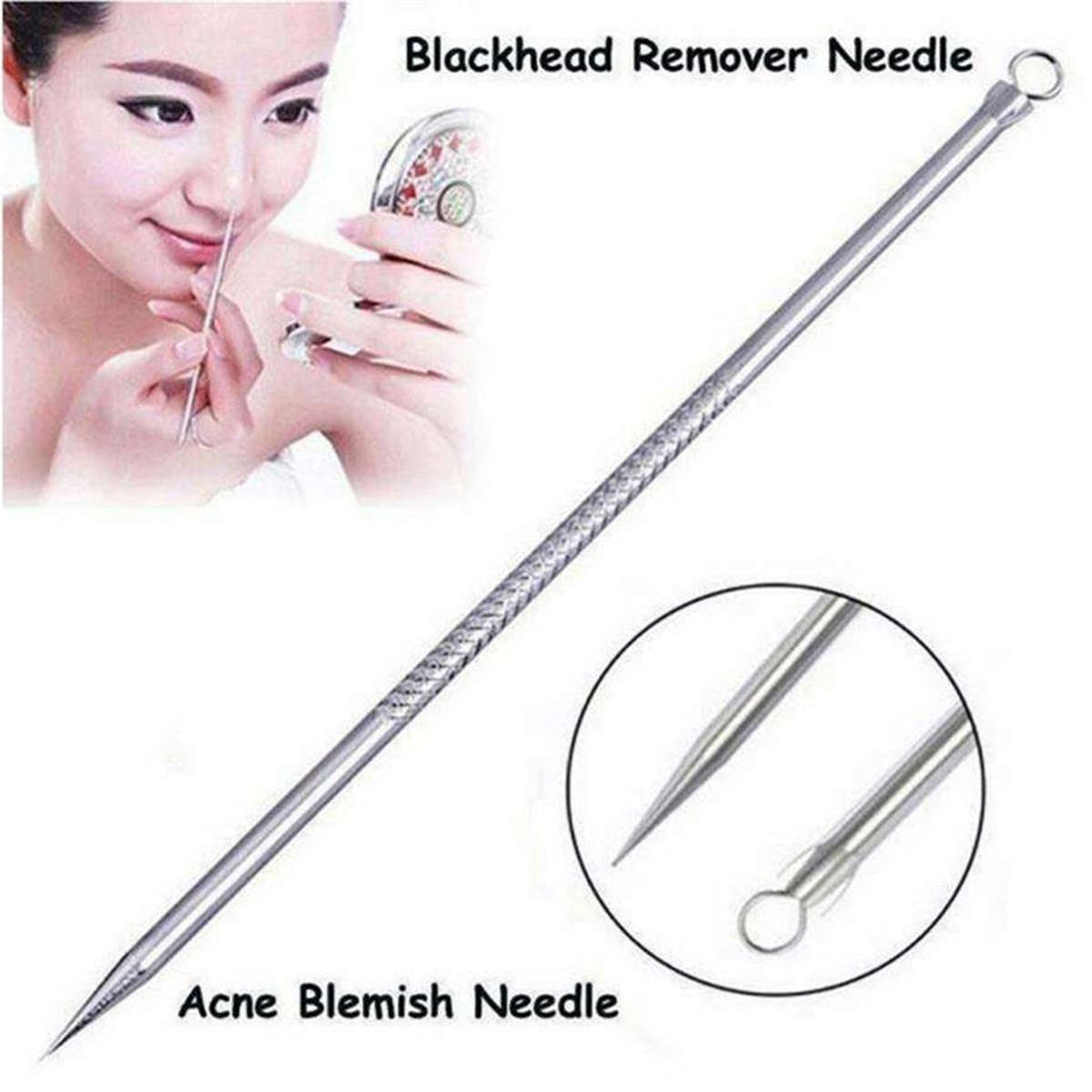 Blackhead Remover Tool - 1pc Silver Blackhead Comedone Acne Pimple Blemish Extractor Remover Stainless Needles Remove Tools Face Skin Care Pore Cleaner 2