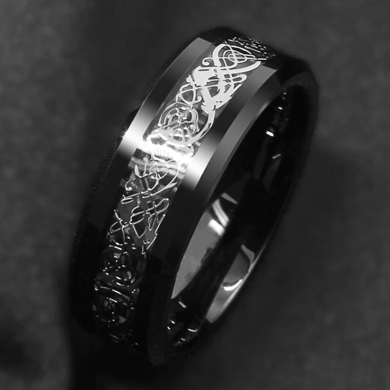 VaryGood Dragon Ring Beveled Edge Finger Ring For Men 3