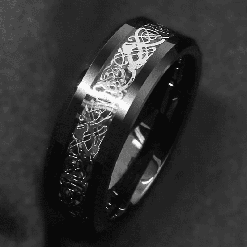 VaryGood Dragon Ring Beveled Edge Finger Ring For Men 2