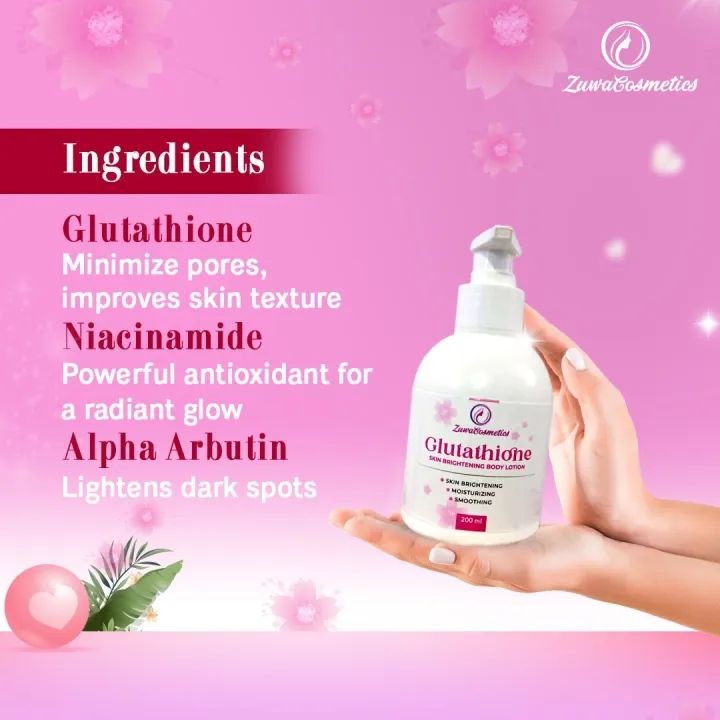 Zuwa cosmetics Glutathione Skin Brightening Body Lotion - 200ml | Made in Nepal | Allure Cosmetics 2
