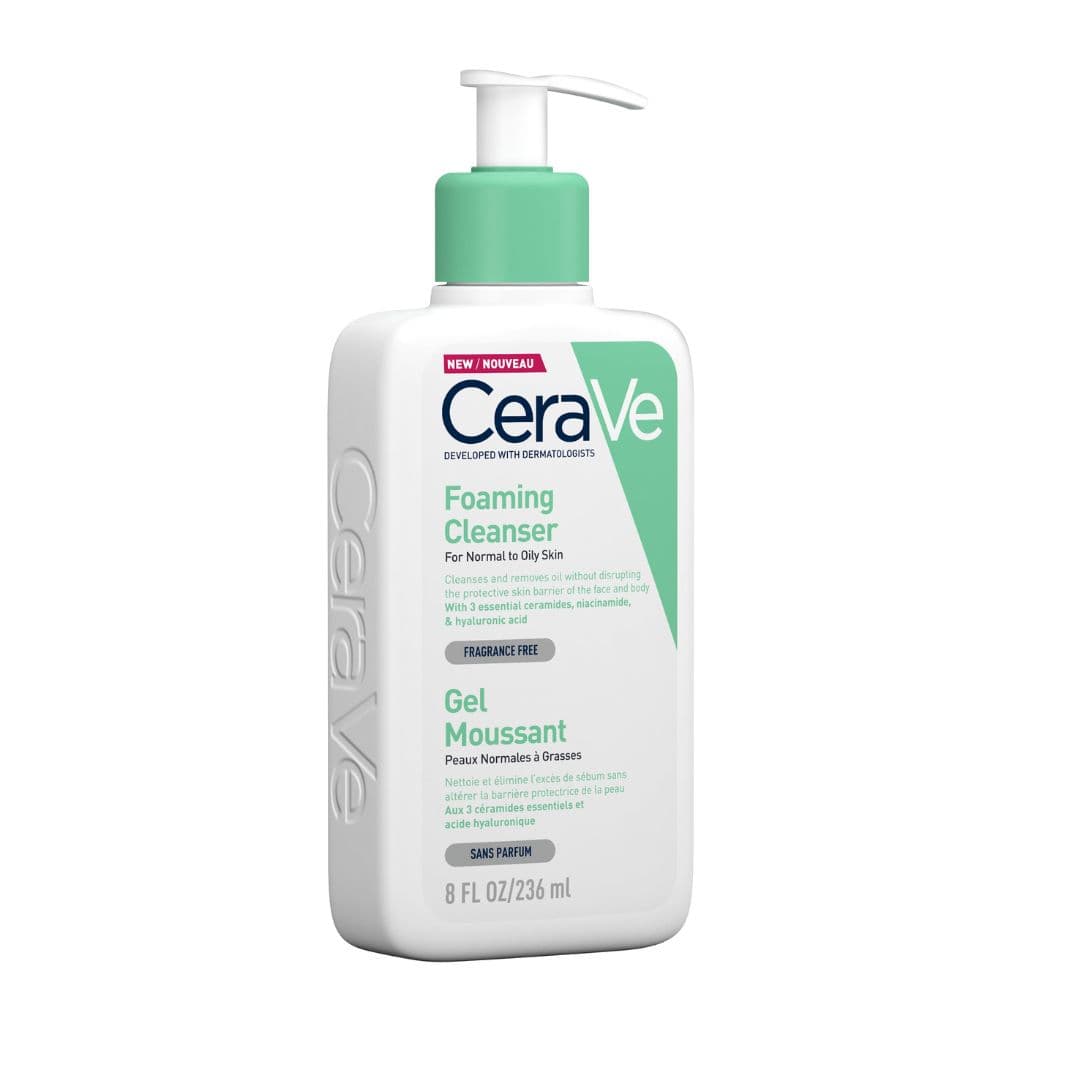 CeraVe Foaming Cleanser For Normal To Oily Skin , Cera Ve With Niacinamide And 3 Essential Ceramides 236 ML
