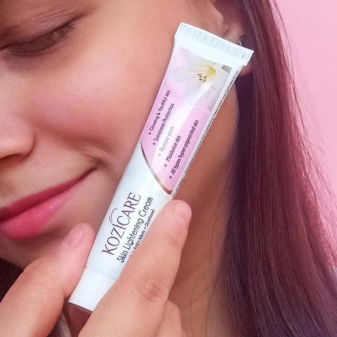 Kozicare Skin Lightening Non-Sticky Cream Lotion | Enriched with 3% Kojic Acid, 1% Alpha Arbutin, 1% Glutathione, 2% Niacinamide, 2% Vitamin C | Best for Melasma, Pigmentation, Dark/Age Spots, Uneven Skin Shade - 15gm 1
