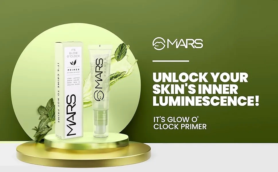 MARS Glow O' Clock Gel Primer for Face Makeup | Enriched with Green Tea Extracts | Dewy Primer | Long Lasting | Power Grip | Ideal for Dry Skin (30ml) 7