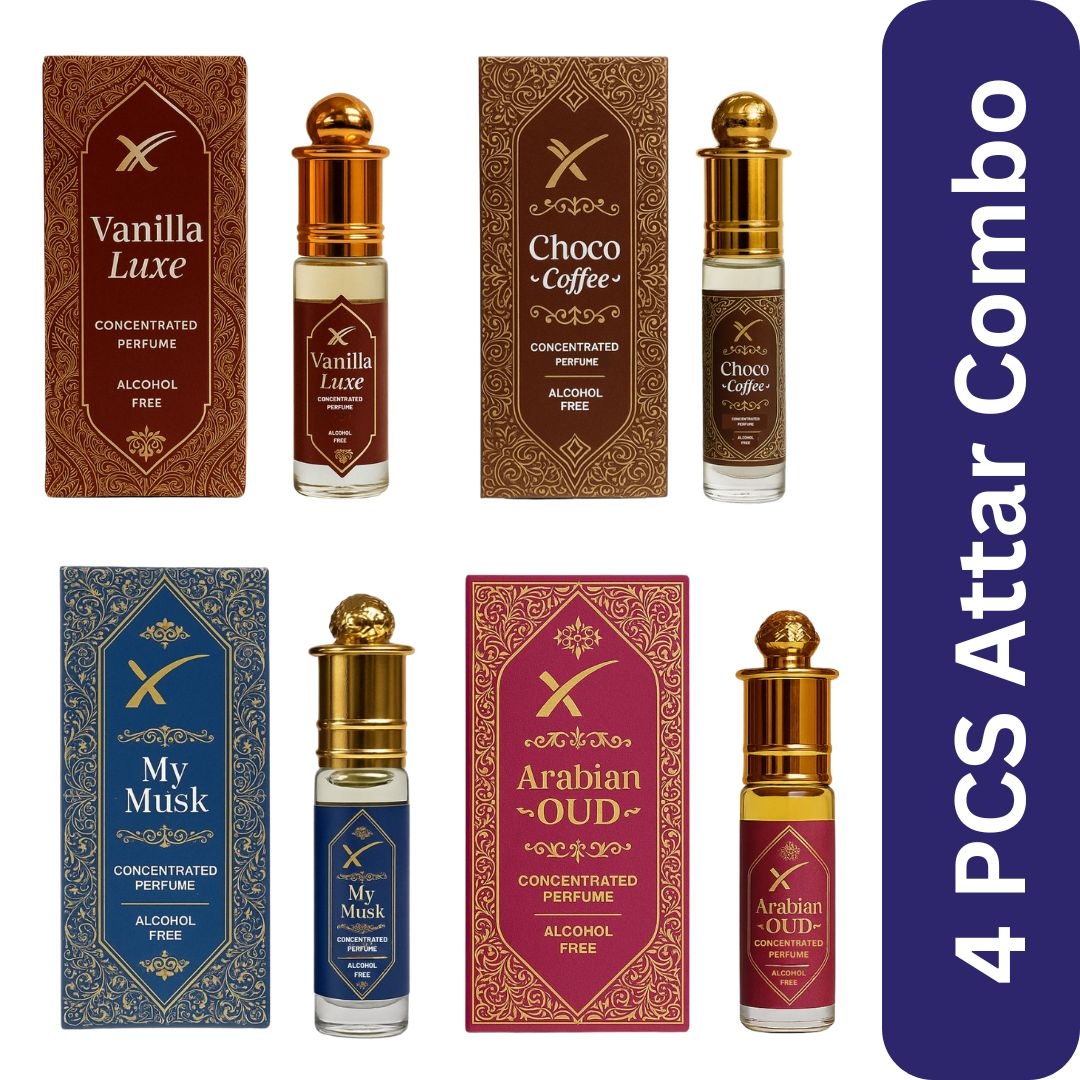 Mount Of Xcel Attar Combo Pack Of 4x6ml - My Musk, Vanilla Luxe, Choco Coffee And Arabian Oud 1